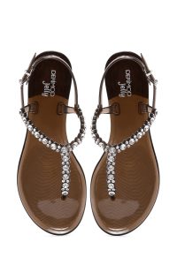 صندل زنانه مشکی انگشتی نگین‌دار ژله‌ای دری مد