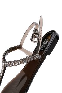 صندل زنانه مشکی انگشتی نگین‌دار ژله‌ای دری مد