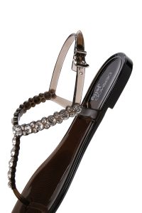 صندل زنانه مشکی انگشتی نگین‌دار ژله‌ای دری مد