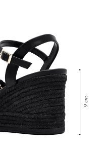 صندل زنانه مشکی بافت‌دار بنددار لژدار اسپادریل دری مد