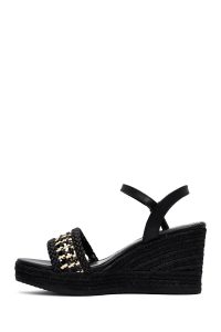 صندل زنانه مشکی بافت‌دار بنددار لژدار اسپادریل دری مد