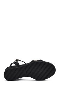 صندل زنانه مشکی بافت‌دار بنددار لژدار اسپادریل دری مد