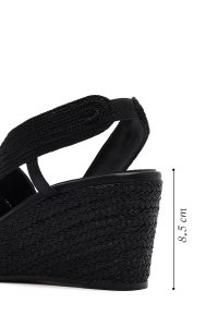 صندل زنانه مشکی بافت‌دار لژدار اسپادریل دری مد