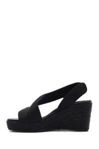 صندل زنانه مشکی بافت‌دار لژدار اسپادریل دری مد