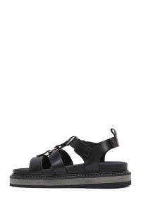 صندل زنانه مشکی بنددار تخت ضخیم دری مد