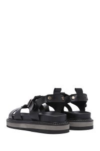 صندل زنانه مشکی بنددار تخت ضخیم دری مد