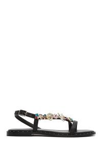 صندل زنانه مشکی بنددار نگین‌دار سگک‌دار دری مد