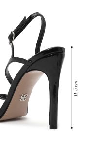 صندل زنانه مشکی بنددار پاشنه بلند نازک ورنی دری مد