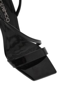 صندل زنانه مشکی بنددار پاشنه بلند نازک ورنی دری مد