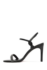 صندل زنانه مشکی بنددار پاشنه بلند نازک نگین‌دار دری مد