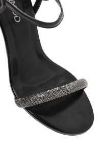 صندل زنانه مشکی بنددار پاشنه بلند نازک نگین‌دار دری مد