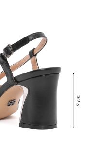 صندل زنانه مشکی بنددار پاشنه ضخیم دری مد