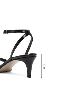 صندل زنانه مشکی بنددار پاشنه کوتاه نازک ورنی دری مد