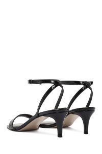 صندل زنانه مشکی بنددار پاشنه کوتاه نازک ورنی دری مد