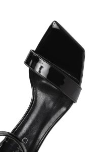 صندل زنانه مشکی بنددار پاشنه کوتاه نازک ورنی دری مد