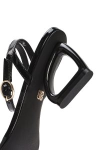 صندل زنانه مشکی بنددار پاشنه‌دار دری مد