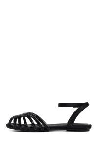 صندل زنانه مشکی بندی نگین‌دار دری مد