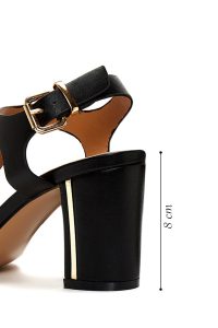 صندل زنانه مشکی بندی پاشنه‌بلند ضخیم دری مد