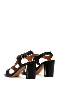 صندل زنانه مشکی بندی پاشنه‌بلند ضخیم دری مد