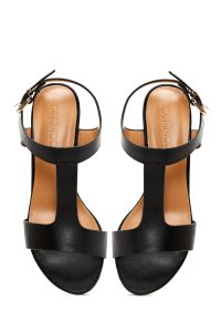 صندل زنانه مشکی بندی پاشنه‌بلند ضخیم دری مد