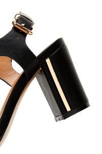 صندل زنانه مشکی بندی پاشنه‌بلند ضخیم دری مد