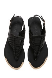 صندل زنانه مشکی بندی پشت‌باز انگشتی دری مد