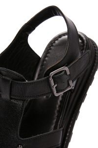 صندل زنانه مشکی بندی چرمی دری مد