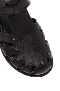 صندل زنانه مشکی بندی چرمی دری مد