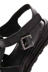 صندل زنانه مشکی بندی چرمی دری مد