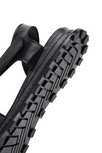 صندل زنانه مشکی بندی چرمی دری مد