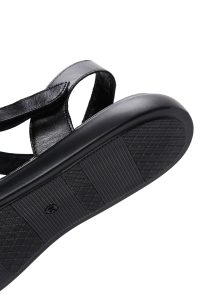 صندل زنانه مشکی بندی چرمی دری مد