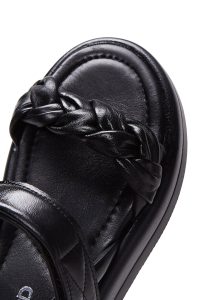 صندل زنانه مشکی بندی چرمی دری مد