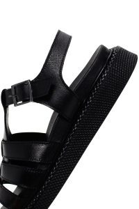 صندل زنانه مشکی بندی چرمی راحتی دری مد