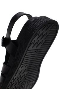 صندل زنانه مشکی بندی چرمی راحتی دری مد