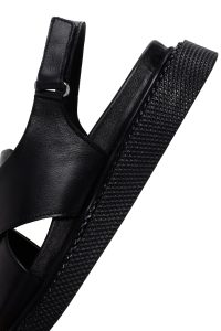 صندل زنانه مشکی بندی چرمی راحتی دری مد