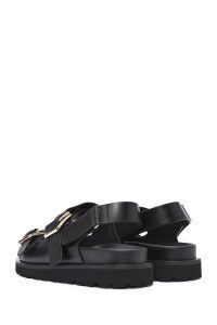 صندل زنانه مشکی تخت ضخیم بندی دری مد