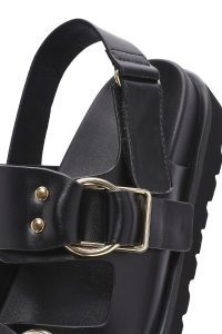 صندل زنانه مشکی تخت ضخیم بندی دری مد