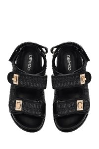 صندل زنانه مشکی حصیری دری مد