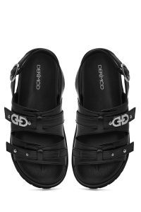 صندل زنانه مشکی سگک‌دار دری مد