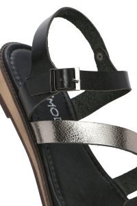 صندل زنانه مشکی سگک‌دار چرم متالیک مدل بدروم دری مد