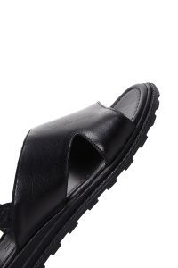 صندل زنانه مشکی سگک‌دار چرمی دری مد