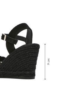 صندل زنانه مشکی طرح‌دار لژدار اسپادریل دری مد