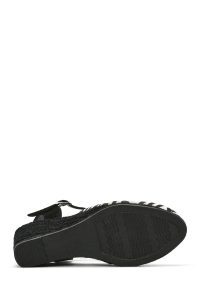 صندل زنانه مشکی طرح‌دار لژدار اسپادریل دری مد