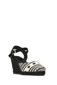 صندل زنانه مشکی طرح‌دار لژدار اسپادریل دری مد