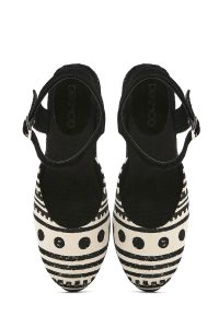 صندل زنانه مشکی طرح‌دار لژدار اسپادریل دری مد