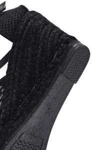 صندل زنانه مشکی لژدار اسپادریل طرح‌دار بنددار دری مد