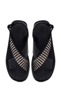 صندل زنانه مشکی لژدار نگین‌دار دری مد