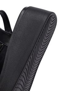 صندل زنانه مشکی لژدار نگین‌دار دری مد