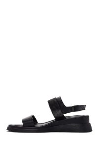 صندل زنانه مشکی لژدار چرمی دری مد