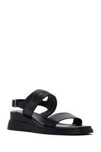 صندل زنانه مشکی لژدار چرمی دری مد